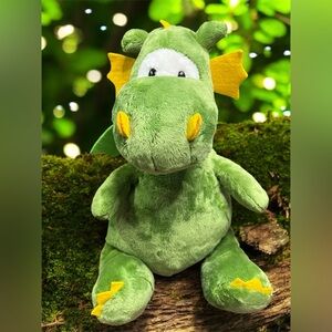 GUND plush dragon / soft, green plush w/yellow accents on wings, horns & claws.